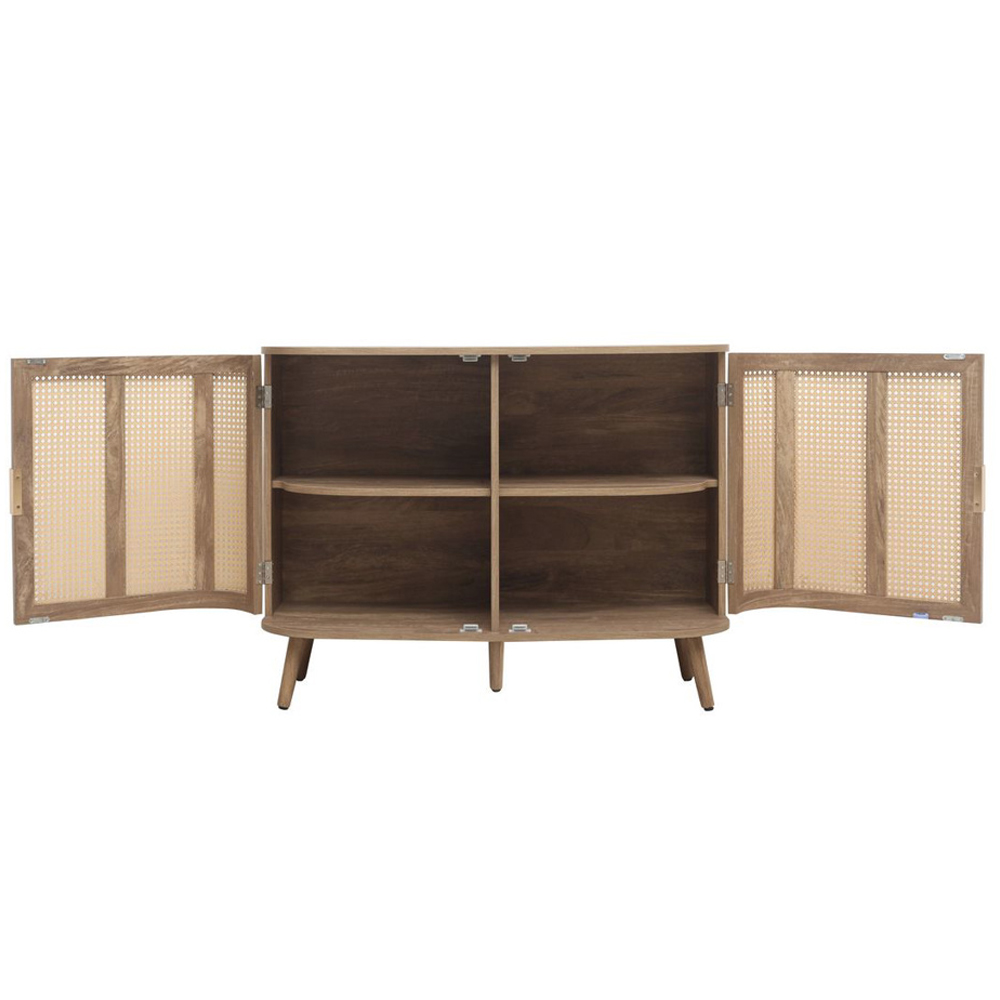 Niven Wooden Storage Cabinet with 2 Rattan Doors in Oak