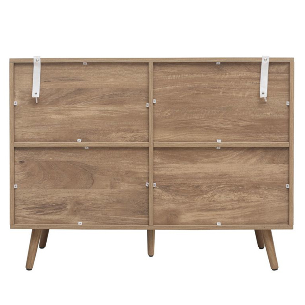 Niven Wooden Storage Cabinet with 2 Rattan Doors in Oak
