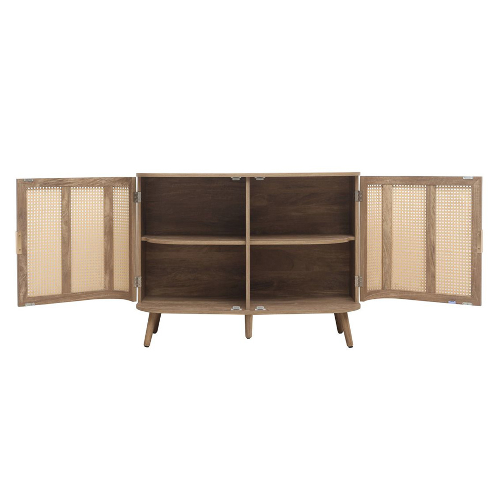 Niven Wooden Storage Cabinet with 3 Rattan Doors in Oak