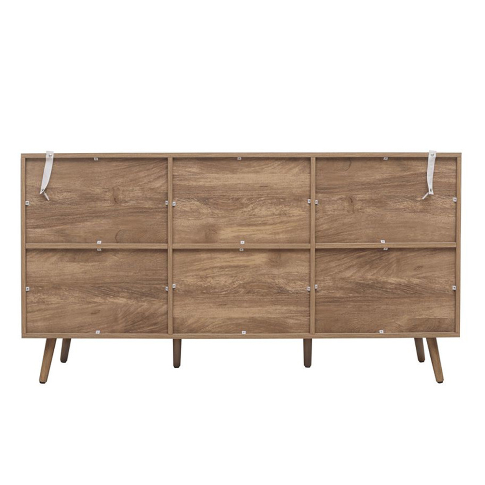 Niven Wooden Storage Cabinet with 3 Rattan Doors in Oak