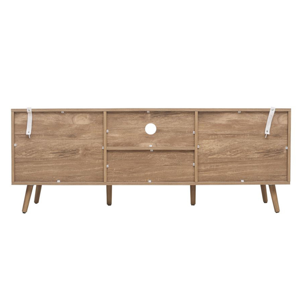 Niven Wooden TV Stand with 2 Rattan Doors 1 Drawer in Oak