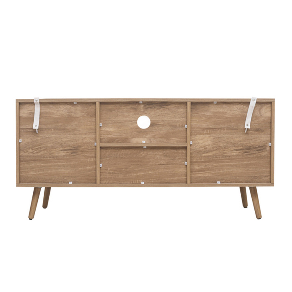 Niven Wooden TV Stand with 2 Rattan Doors in Oak