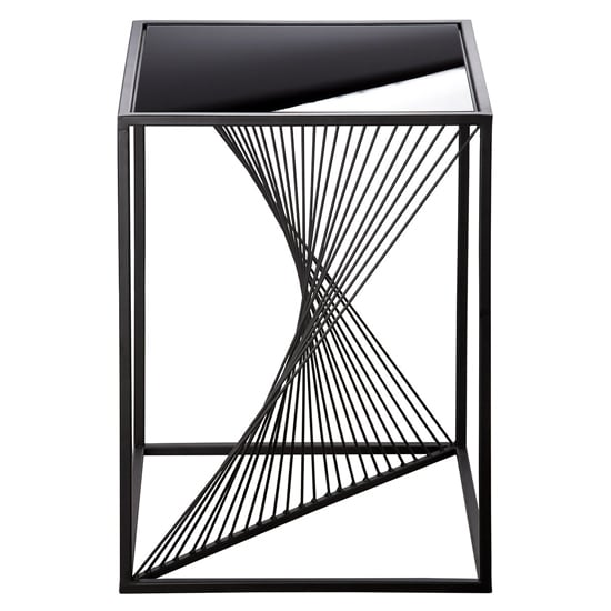 Product photograph of Nixa Glass Side Table Square With Metal Frame In Black from Furniture in Fashion