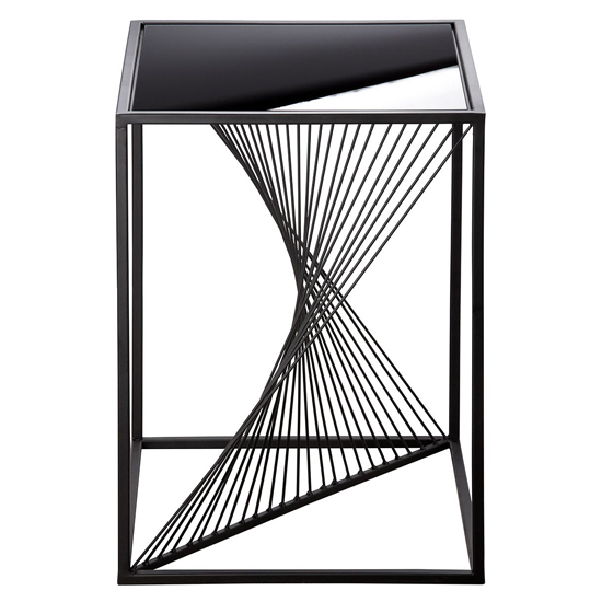 Product photograph of Nixa Glass Side Table Square With Metal Frame In Black from Furniture in Fashion