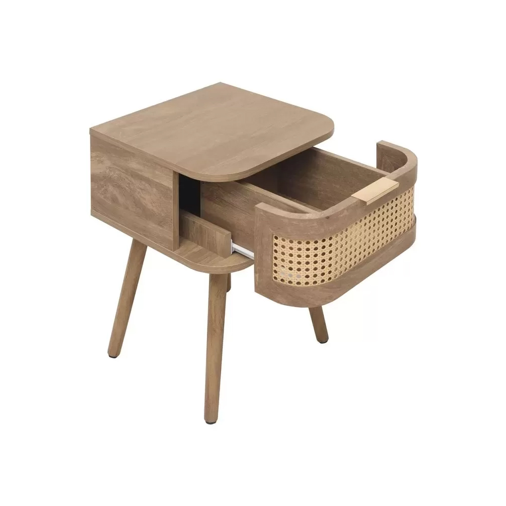 Nixa Wooden Bedside Cabinet With 1 Drawer In Oak