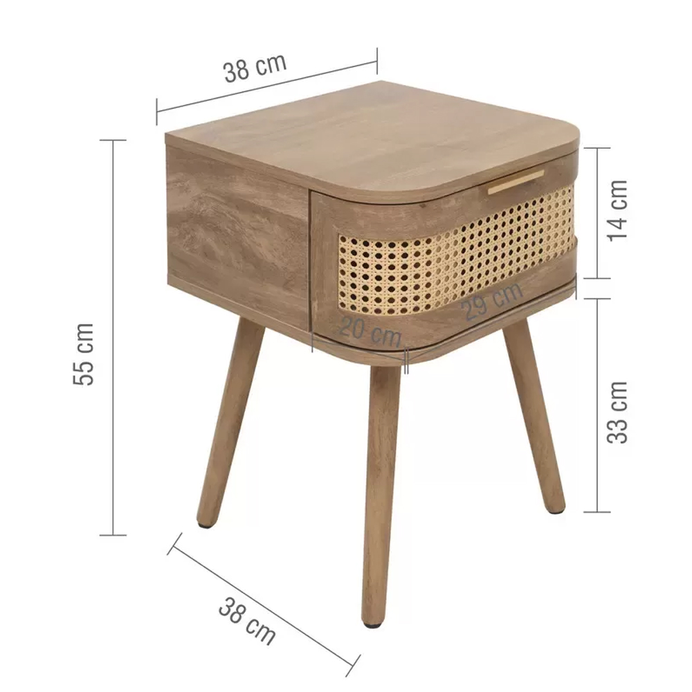 Nixa Wooden Bedside Cabinet With 1 Drawer In Oak