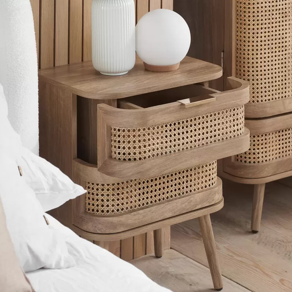 Nixa Wooden Bedside Cabinet With 2 Drawers In Oak