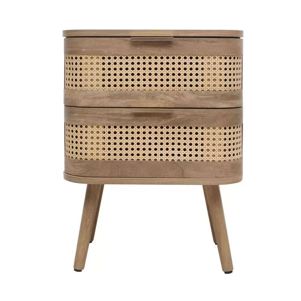 Nixa Wooden Bedside Cabinet With 2 Drawers In Oak