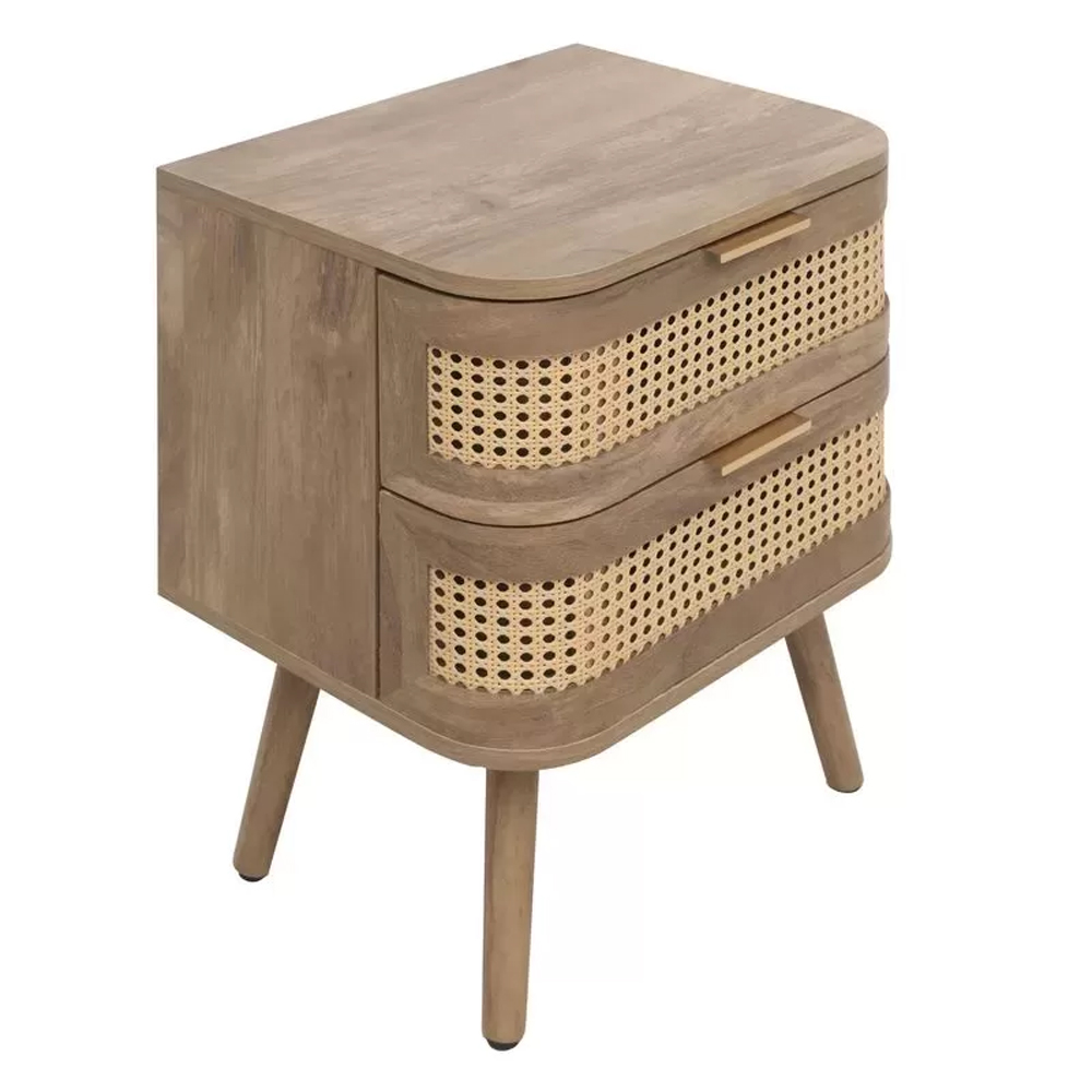 Nixa Wooden Bedside Cabinet With 2 Drawers In Oak