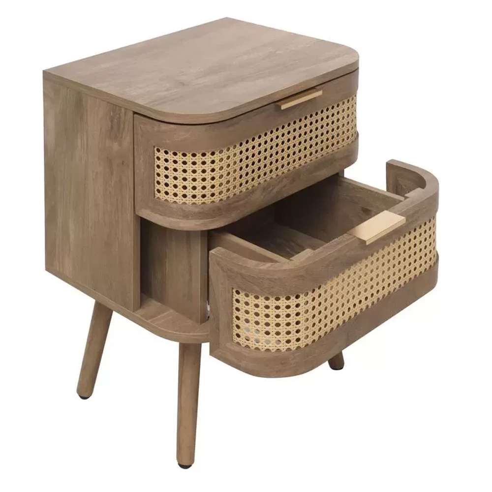 Nixa Wooden Bedside Cabinet With 2 Drawers In Oak