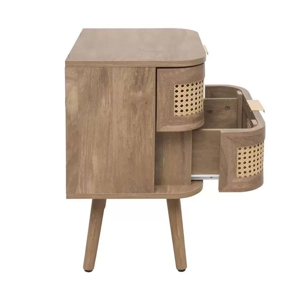 Nixa Wooden Bedside Cabinet With 2 Drawers In Oak