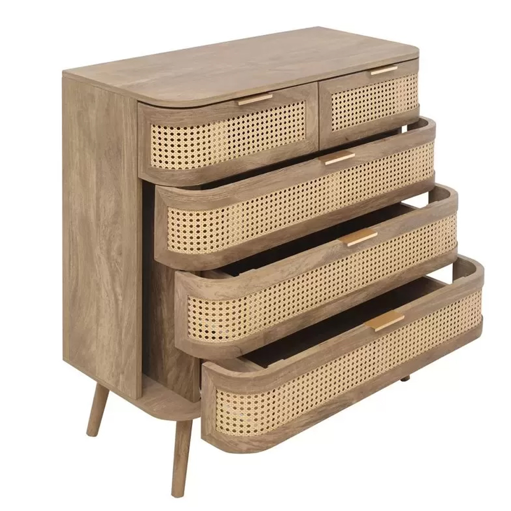 Nixa Wooden Chest Of 5 Drawers In Oak