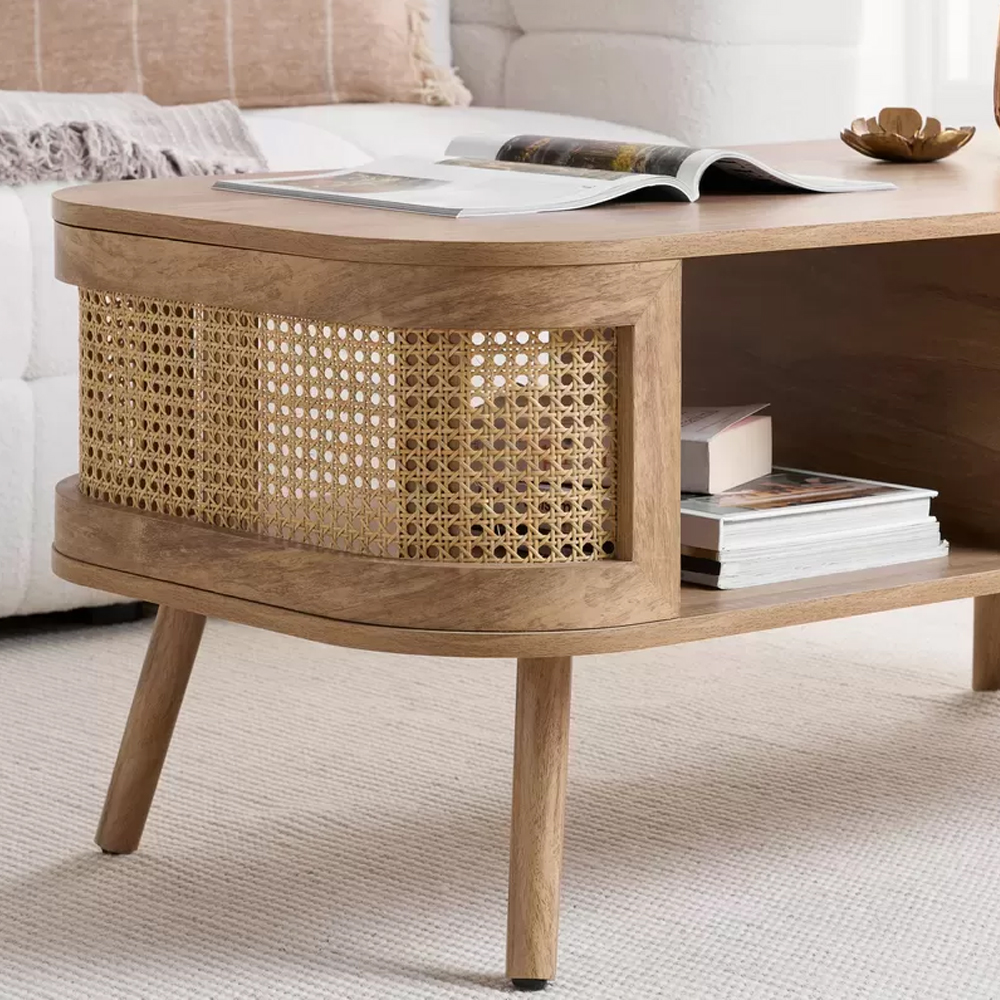 Nixa Wooden Coffee Table With Shelves In Oak