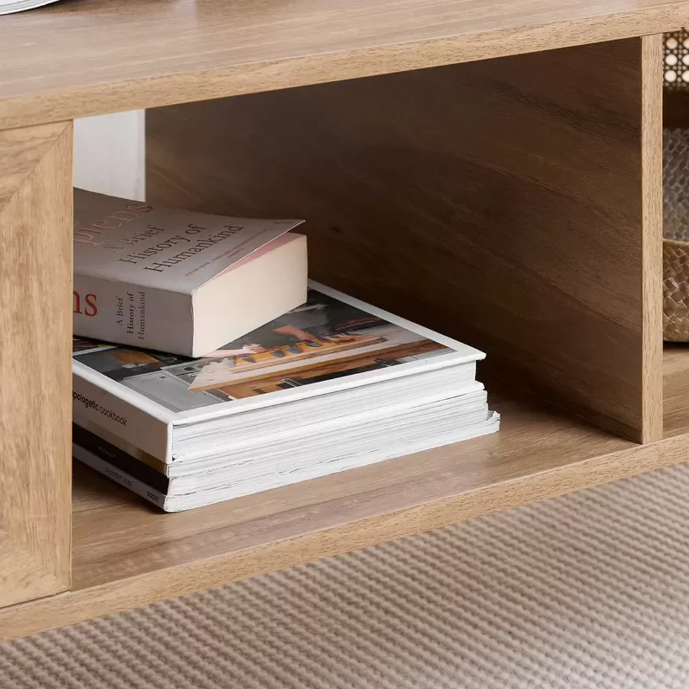 Nixa Wooden Coffee Table With Shelves In Oak