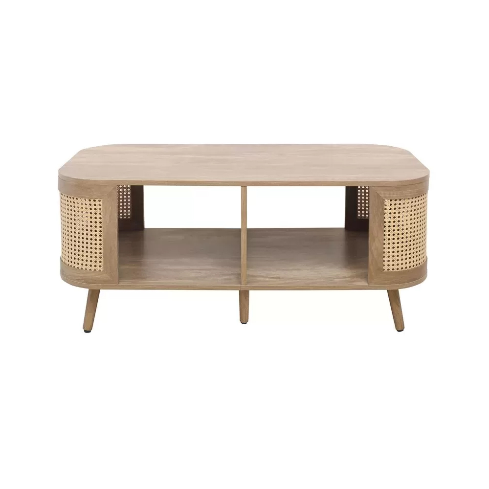 Nixa Wooden Coffee Table With Shelves In Oak