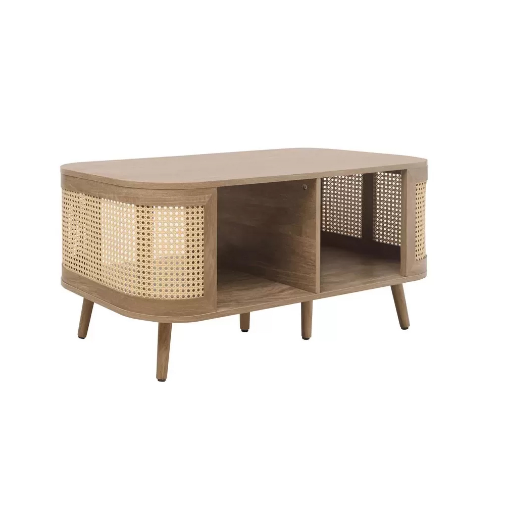 Nixa Wooden Coffee Table With Shelves In Oak