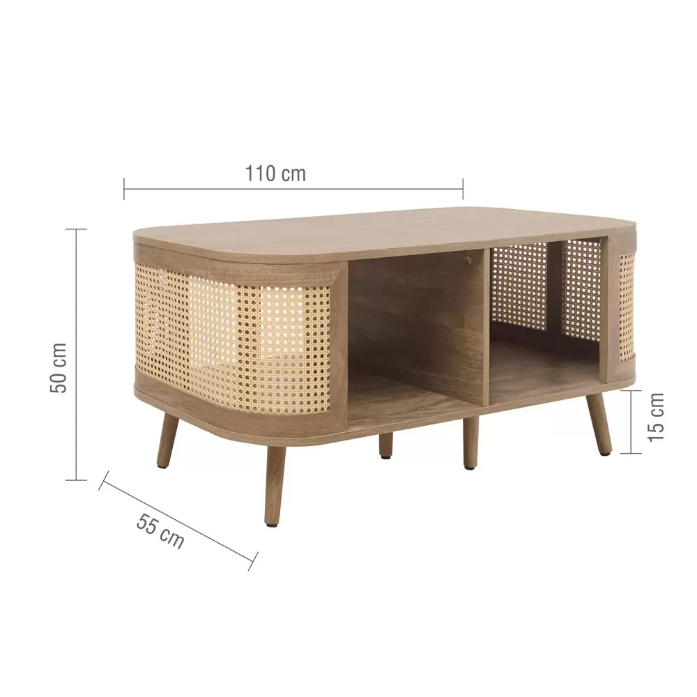 Nixa Wooden Coffee Table With Shelves In Oak