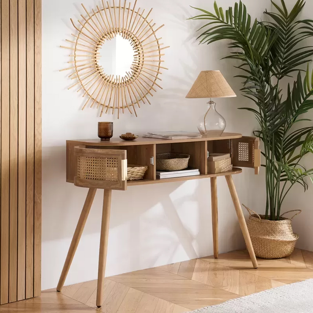 Nixa Wooden Console Table With 2 Doors In Oak