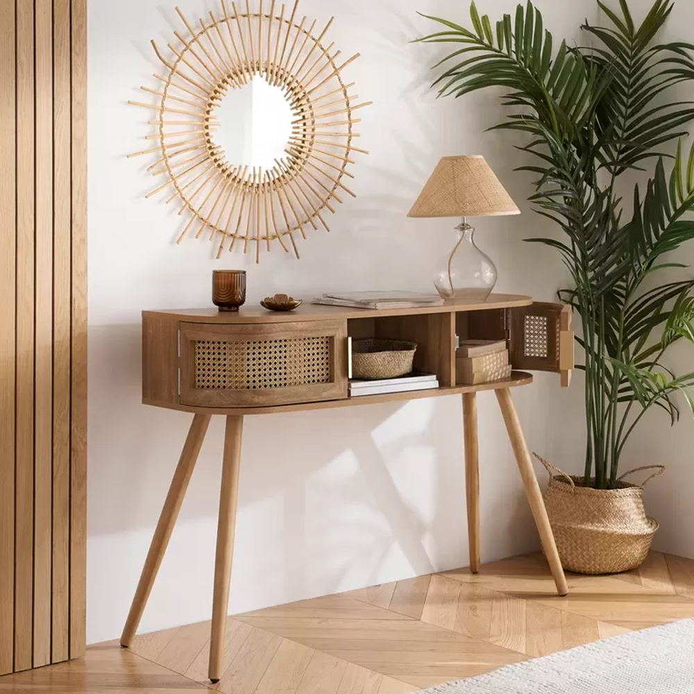 Nixa Wooden Console Table With 2 Doors In Oak