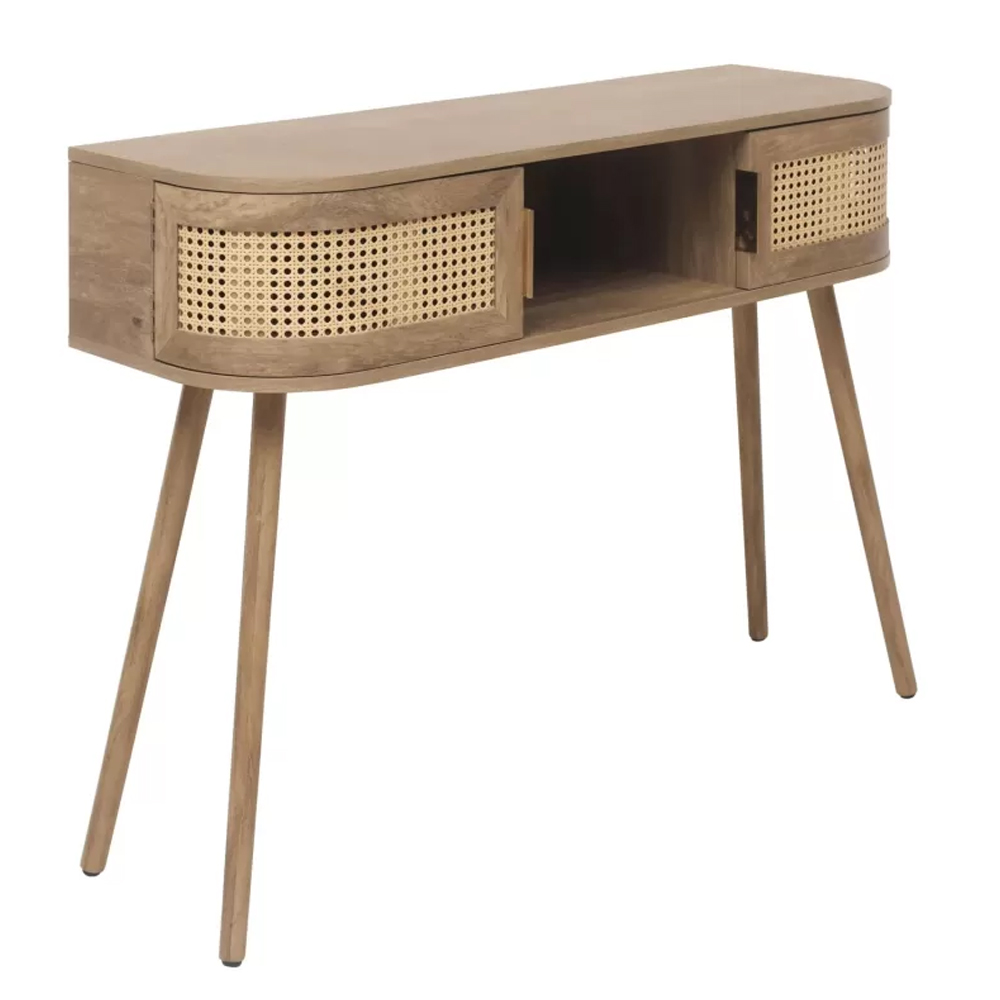 Nixa Wooden Console Table With 2 Doors In Oak