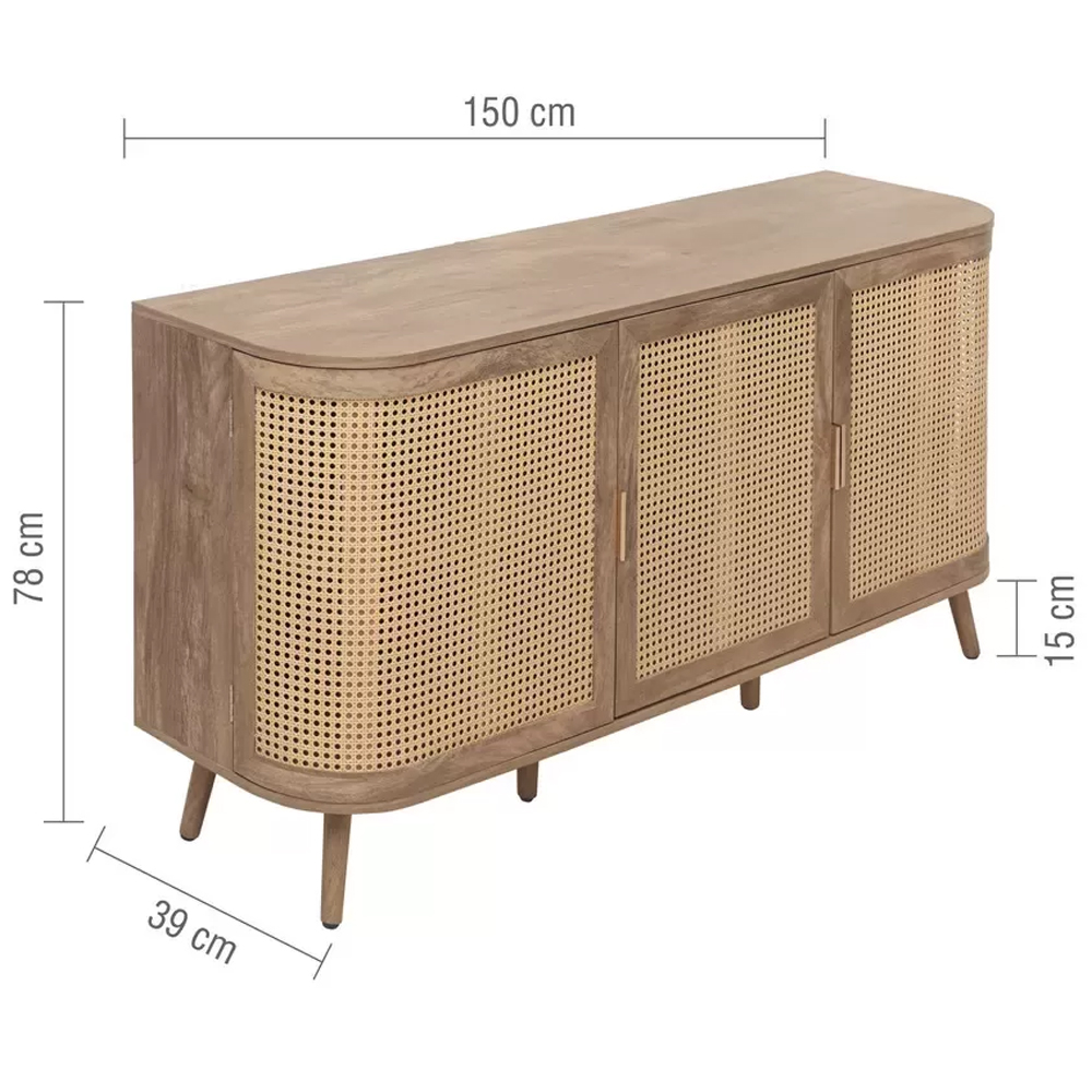 Nixa Wooden Sideboard With 3 Doors In Oak