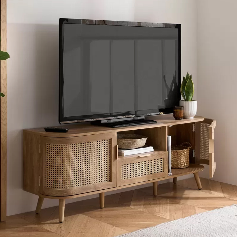 Nixa Wooden TV Stand With 2 Doors 1 Drawer In Oak