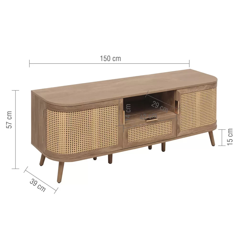 Nixa Wooden TV Stand With 2 Doors 1 Drawer In Oak