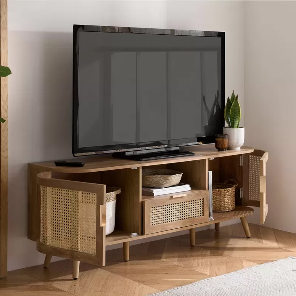 Nixa Wooden TV Stand With 2 Doors 1 Drawer In Oak