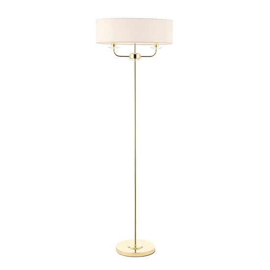 Read more about Nixon 2 lights white oval shade floor lamp in brass