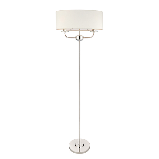 Photo of Nixon 2 lights white oval shade floor lamp in bright nickel