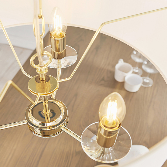 Nixon 3 Lights White Fabric Pendant Light In Brass