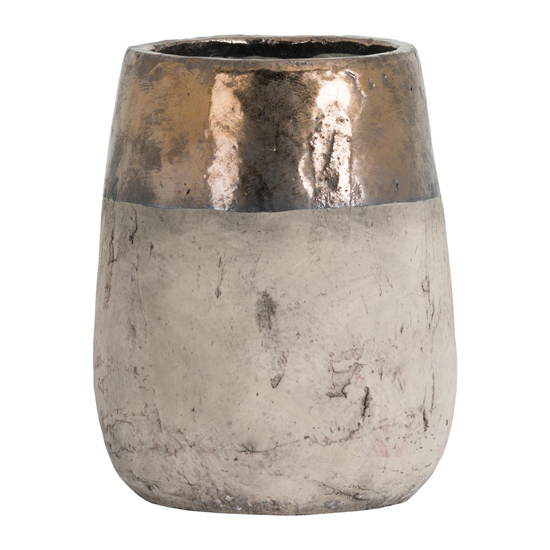 Nixon Metallic Ceramic Dipped Decorative Vase In Gold And Stone_4