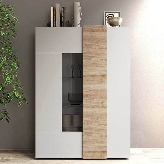 Read more about Noa high gloss display cabinet with 2 doors in white and oak