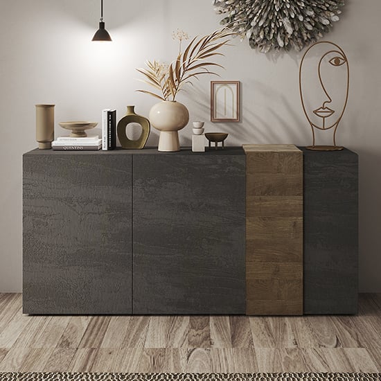 Product photograph of Noa Wooden Sideboard With 3 Doors In Titan And Mercury from Furniture in Fashion