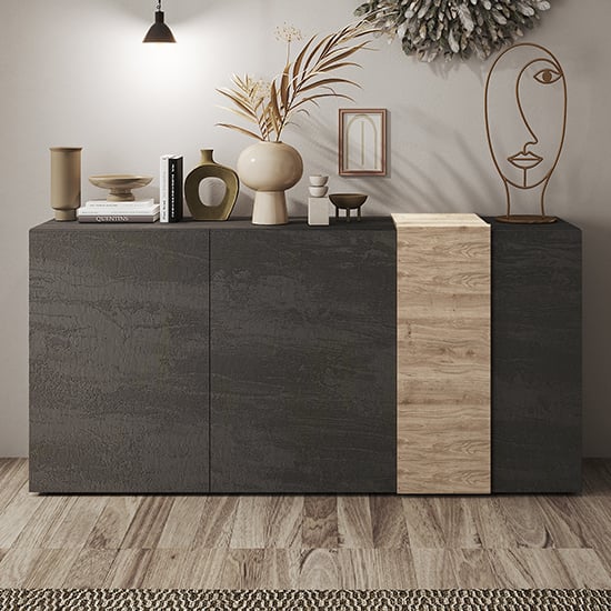 Read more about Noa wooden sideboard with 3 doors in titan and oak