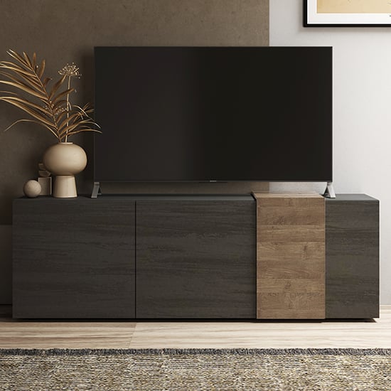 Read more about Noa wooden tv stand with 3 doors in titan and mercury