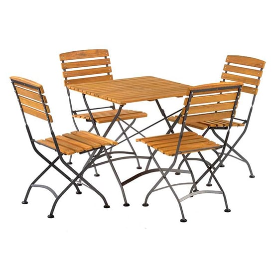 Read more about Noah acacia folding dining table square with 4 side chairs