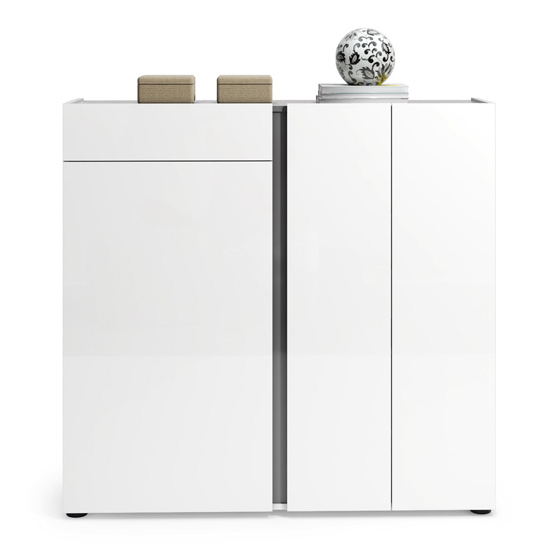 Noah High Gloss Shoe Cabinet 3 Doors In White Anthracite