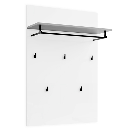 Noah High Gloss Coat Rack Panel In White And Anthracite
