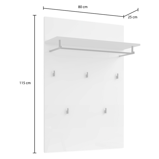 Noah High Gloss Coat Rack Panel In White And Anthracite