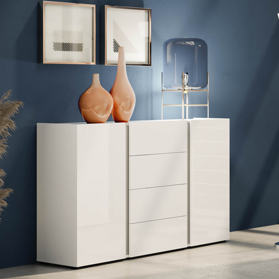 Read more about Noah high gloss sideboard 2 doors 4 drawers in white anthracite