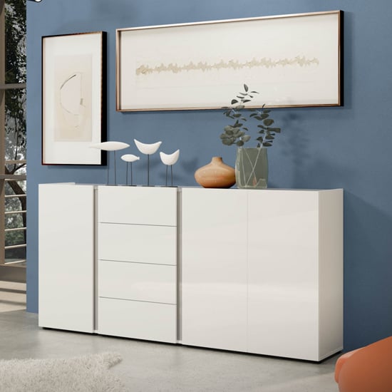 Read more about Noah high gloss sideboard 3 doors 4 drawers in white anthracite