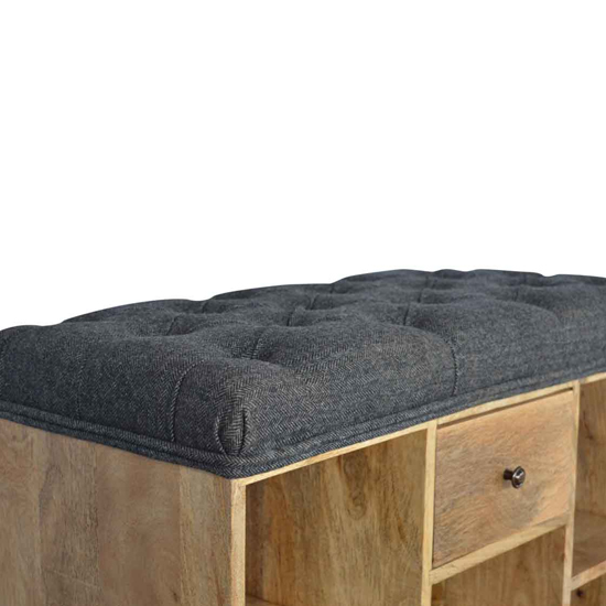 Noah Wooden Shoe Storage Bench With Black Fabric Seat_4
