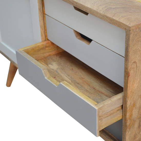 Nobly Wooden Sideboard In Grey And White With 4 Drawers_4