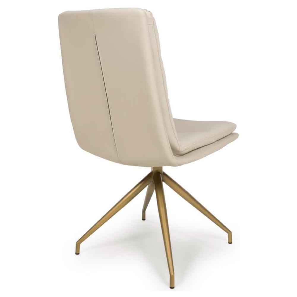 Norton Taupe Faux Leather Swivel Dining Chairs with Bronze Legs in Pair