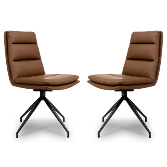 Nobo Tan Faux Leather Dining Chair With Black Legs In Pair