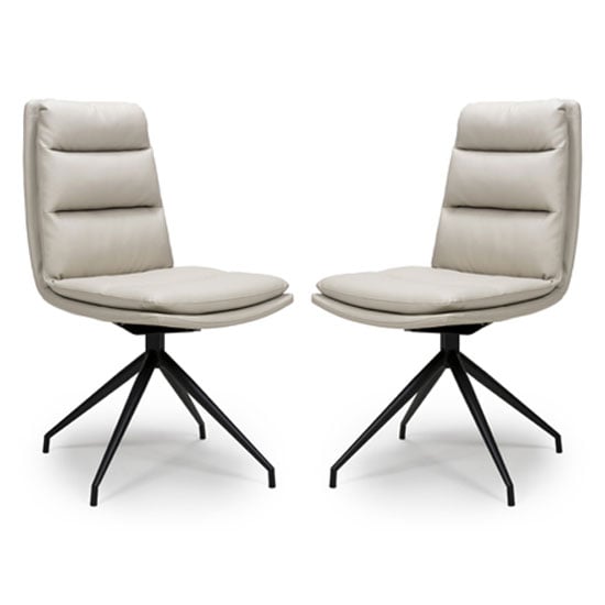 Read more about Nobo taupe faux leather dining chair with black legs in pair