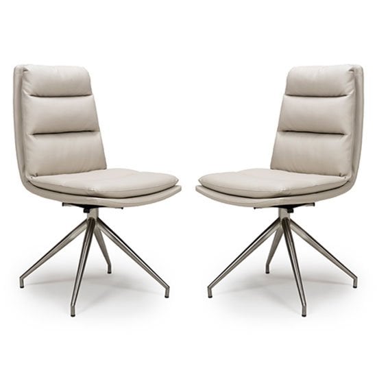 Read more about Nobo taupe faux leather dining chair with steel legs in pair