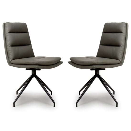 Read more about Nobo truffle faux leather dining chair with black legs in pair