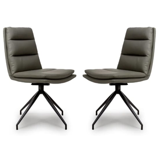 Photo of Nobo truffle faux leather dining chair with black legs in pair